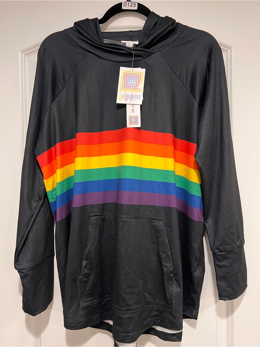 LuLaRoe XL Rainbow Print Amber Hoodie